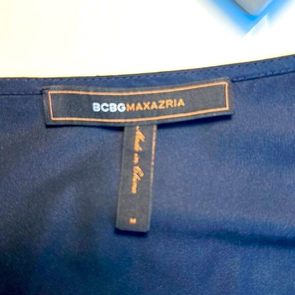 BCBGMaxAzria Navy Blue Taffeta Balloon Sleeve dress - Picture 4 of 5